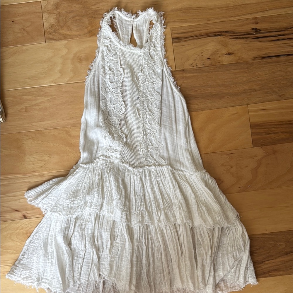 Free People White Halter Tiered Sundress